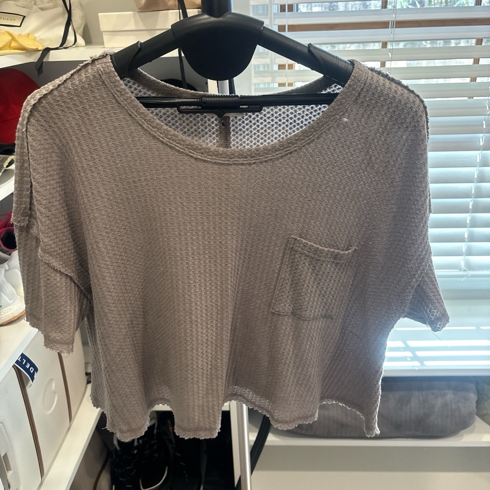 All in Motion Gray Waffle Knit Crop Top